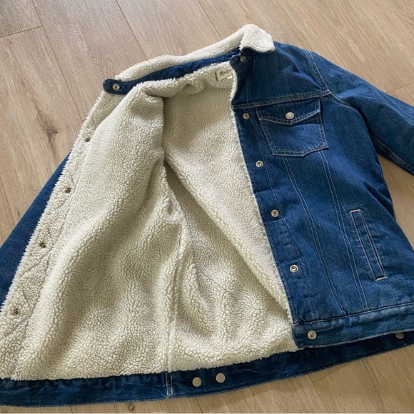Madewell thick denim Sherpa jacket with puffer lined sleeves - Picture 3 of 7